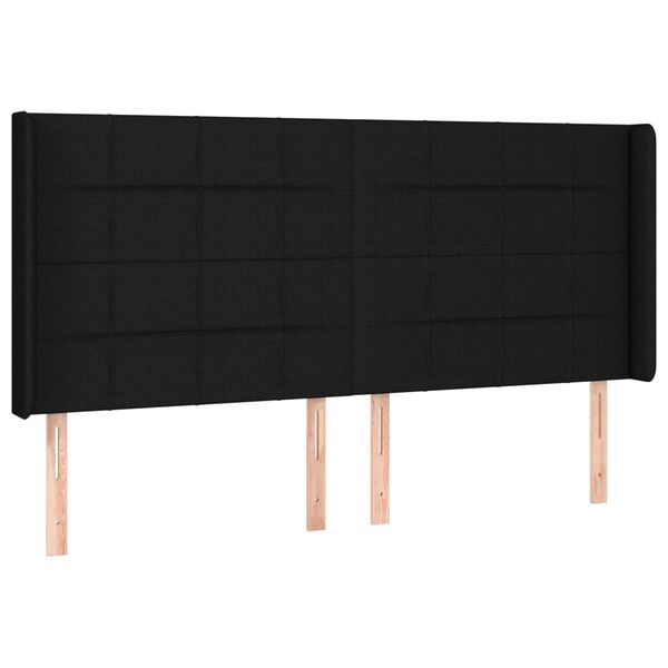 vidaXL LED posteljno vzglavje črno 183x16x118/128 cm blago