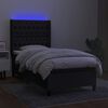 vidaXL Box spring postelja z vzmetnico LED črna 90x190 cm blago