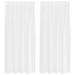vidaXL Voile zavesa z zavesami 2 pcs Bela 175 x 140 cm Poliester