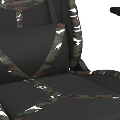 vidaXL Masažni gaming stol črno in kamuflažno umetno usnje