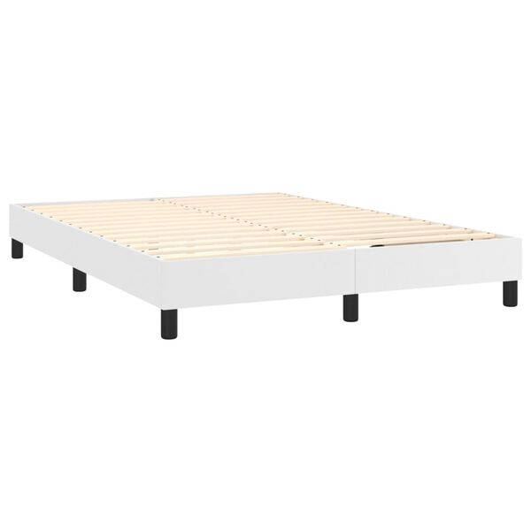 vidaXL Box spring postelja z vzmetnico bel 140x200 cm umetno usnje