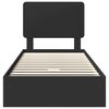 vidaXL Postelja s shranjevanjem Črna 100 x 200 cm Konstruiran les