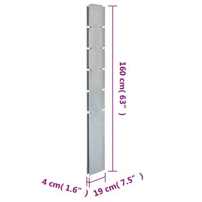 vidaXL Stebriček za gabionsko ograjo srebrn 160 cm pocinkano jeklo