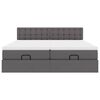 vidaXL Otomanska postelja z vzmetnicami & LED siv 160x200cm um. usnje