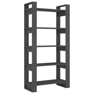 vidaXL Knjižna omara/pregrada siva 80x35x160 cm trden les