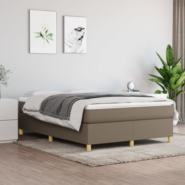 vidaXL Box spring postelja z vzmetnico taupe 140x190 cm blago
