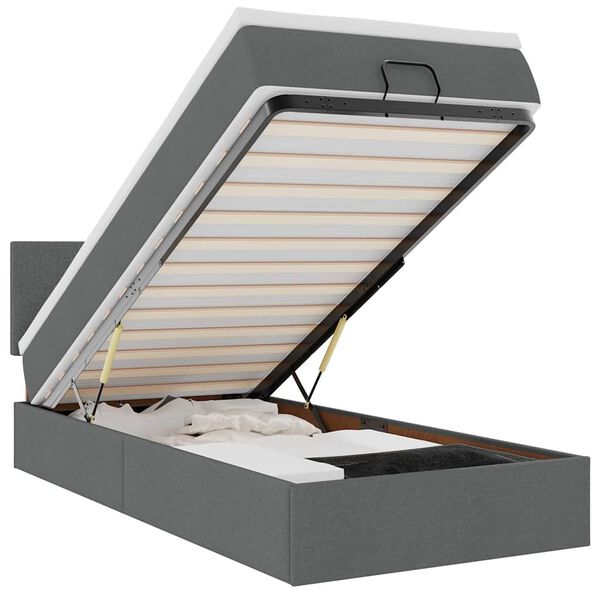 vidaXL Otomanski posteljni okvir z vzmetnico siv 90x190 cm blago