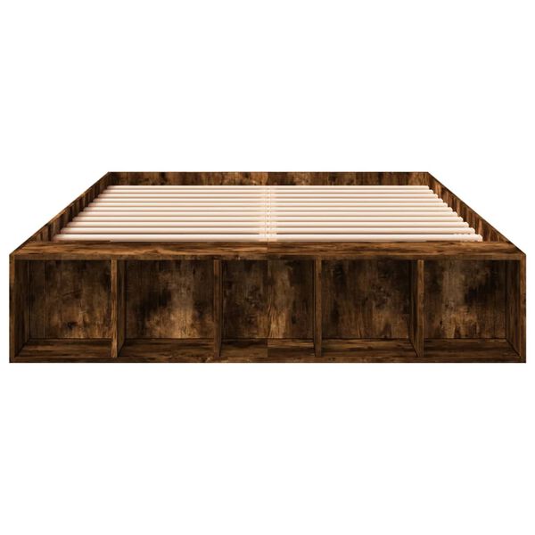 vidaXL Posteljni okvir dimljeni hrast 150x200 cm inženirski les