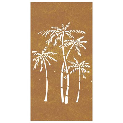 vidaXL Vrtna stenska dekoracija 105x55 cm corten jeklo palme