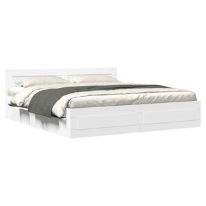 vidaXL Posteljni okvir z vzglavjem brez vzmetnice bel 200x200 cm