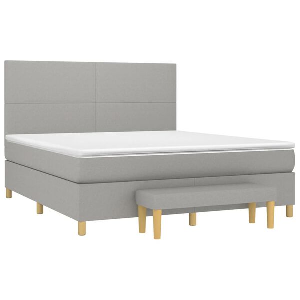 vidaXL Box spring postelja z vzmetnico svetlo siva 180x200 cm blago