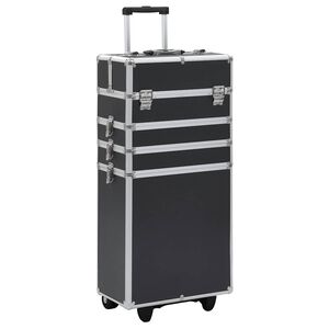 vidaXL Voziček za ličila iz aluminija črn