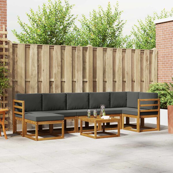 vidaXL Zunanja garnitura za sedenje 8 pcs Naravna in antracitna