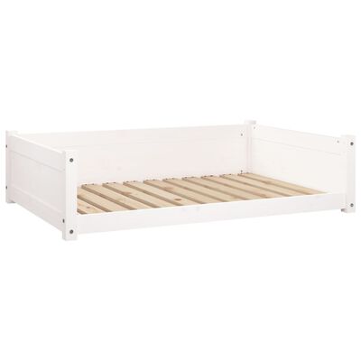 vidaXL Pasja postelja bela 105,5x75,5x28 cm trdna borovina