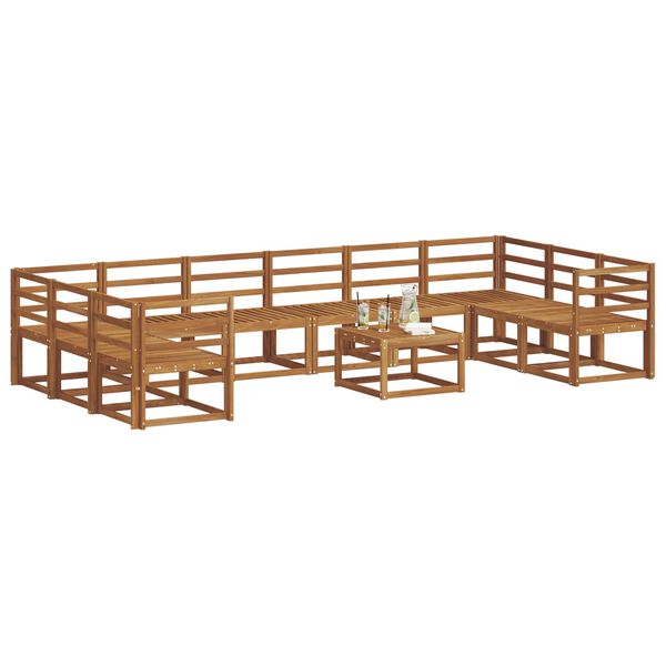 vidaXL Zunanja garnitura za sedenje 11 pcs Naravna Masiven les akacije