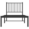 vidaXL Kovinski posteljni okvir z vzglavjem črn 75x190 cm