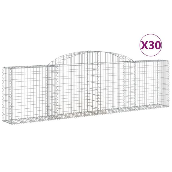 vidaXL Obokane gabion košare 30 kosi 300x30x80/100 cm pocinkano železo