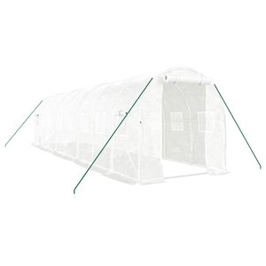 vidaXL Rastlinjak z jeklenim okvirjem bel 16 m&sup2; 8x2x2 m