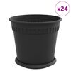 vidaXL Lončki za rastline 24 pcs Črna &Oslash; 19 x 16 cm Plastika