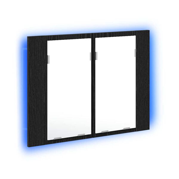 vidaXL Kopalniška ogledalna omara Črna Orehovina 60 x 12 x 45 cm