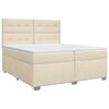 vidaXL Postelja boxspring z vzmetnico Krem 200 x 200 cm Blago