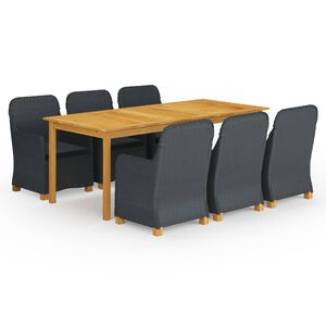 vidaXL Vrtna jedilna garnitura 7-delna temno siva