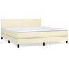 vidaXL Box spring postelja z vzmetnico krem 160x200 cm umetno usnje