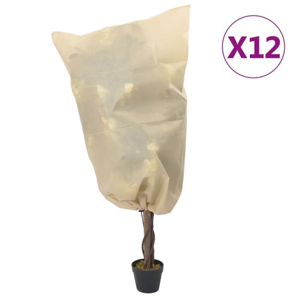 vidaXL Prevleka za rastline iz flisa z vrvico 12 kosi 70 g/m² 0,8x1,2m