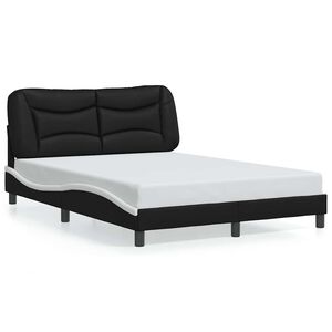 vidaXL Posteljni okvir brez vzmetnice Hvar črn in bel 140x200 cm umetno usnje
