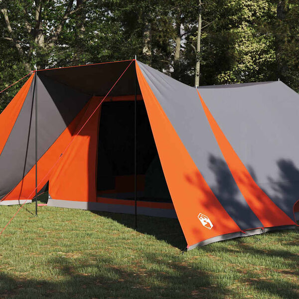 vidaXL Tipi &scaron;otor s streho Siva in oranžna 660 x 456 x 200 cm tafeta