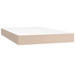 vidaXL Vzmetnica z žepkasto vzmetjo srednje trdote kapučino 120x200x20 cm um. usnje