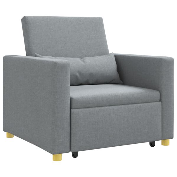 vidaXL Raztegljiva Kavčna Postelja Enosobna Svetlo siva blago