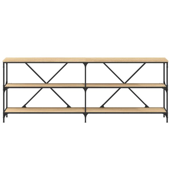 vidaXL Konzolna mizica sonoma hrast 200x30x75 cm inž. les in železo