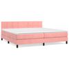 vidaXL Box spring postelja z vzmetnico roza 200x200 cm žamet