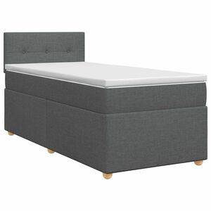 vidaXL Postelja boxspring z vzmetnico Temno siva 90 x 190 cm Blago