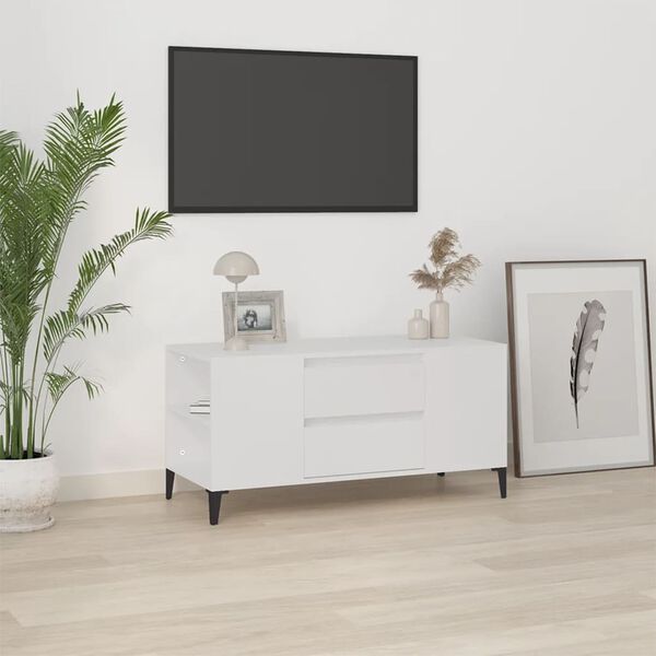 vidaXL TV omarica bela 102x44,5x50 cm inženirski les