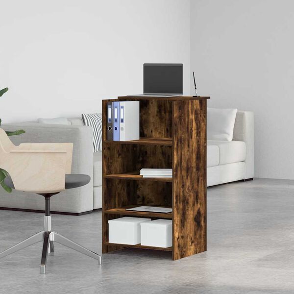 vidaXL Sprejemna miza dimljeni hrast 55x50x103,5 cm inženirski les