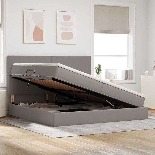 vidaXL Postelja z dodatnim prostorom za shranjevanje in LED osvetlitvijo