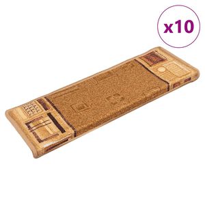 vidaXL Samolepilne preproge za stopnice 10 kosov 65x21x4 cm bež
