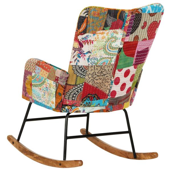 vidaXL Gugalni stol večbarvna krpanka platno