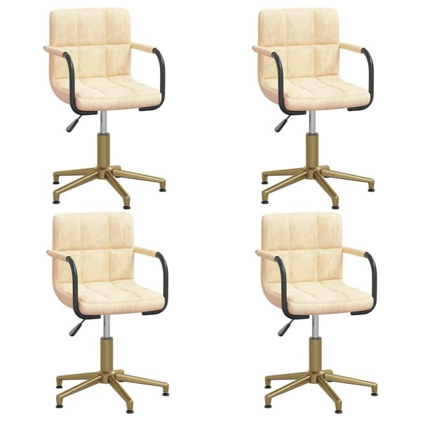 vidaXL Vrtljiv jedilni stol 4 kosi krem žamet