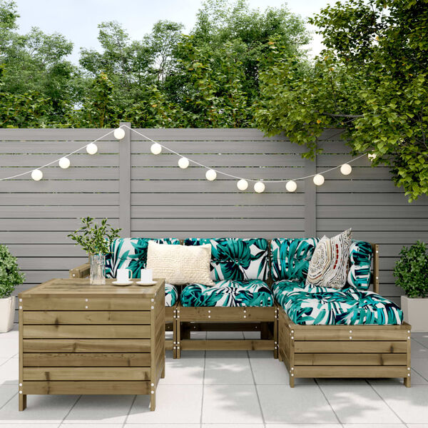 vidaXL Vrtna sedežna garnitura 5-delna impregnirana trdna borovina