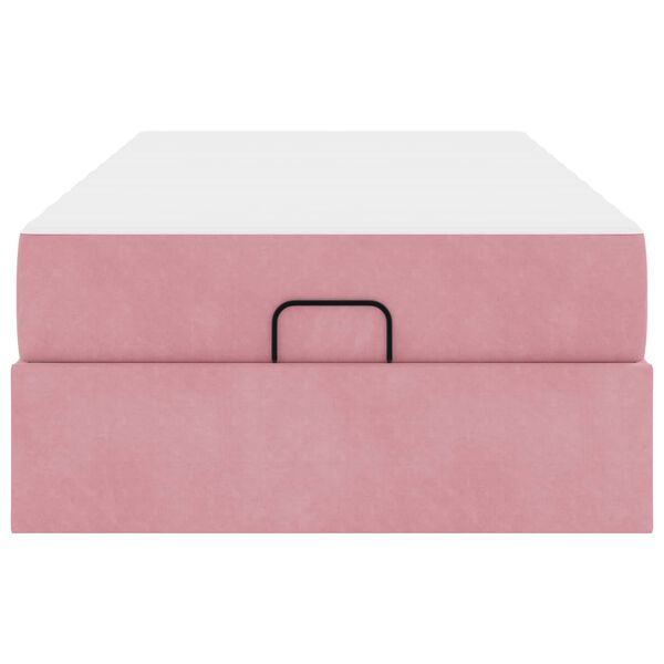 vidaXL Konstrukcija postelje z vzmetnico Roza 80 x 200 cm Žamet