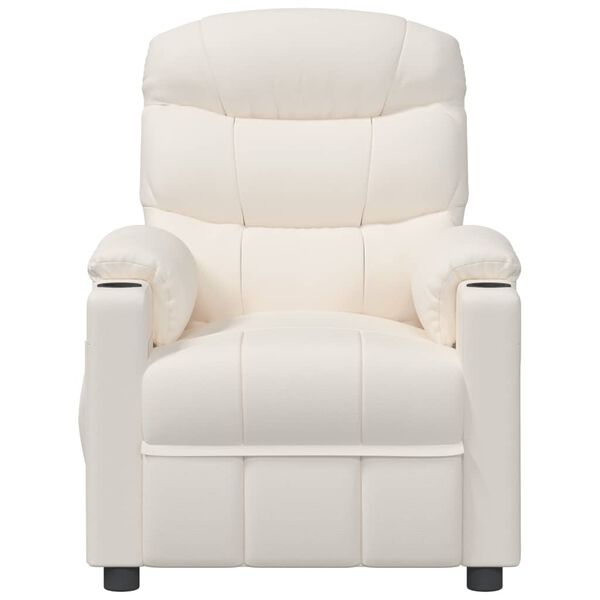 vidaXL Električni masažni naslanjač krem umetno usnje