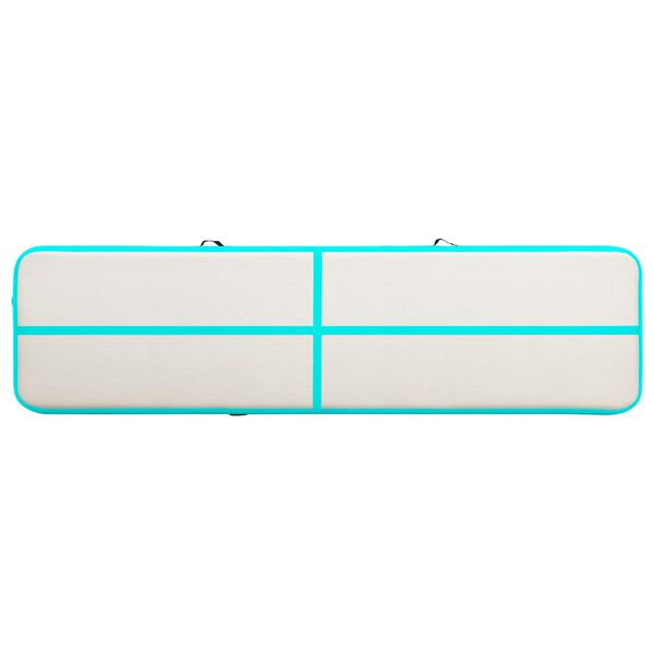 vidaXL Napihljiva gimnastična podloga s tlačilko 700x100x20 cm zelena