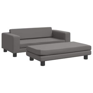 vidaXL Otro&scaron;ki kavč s stolčkom za noge siv 100x50x30 cm umetno usnje
