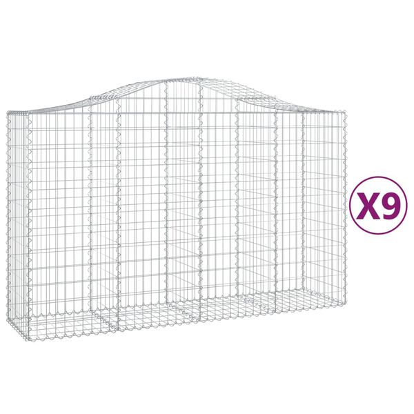 vidaXL Obokane gabion ko&scaron;are 9 kosov 200x50x120/140cm pocinkano železo