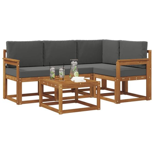 vidaXL Zunanja garnitura za sedenje 5 pcs Naravna in antracitna