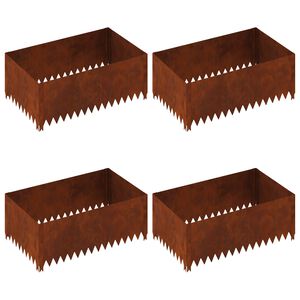 vidaXL Robovi trave 4 pcs 100 x 60 x 35 cm Jeklo Rjav