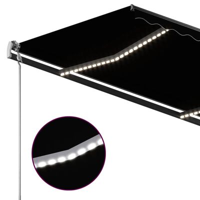 vidaXL Ročno zložljiva tenda z LED lučkami 4x3 m antracitna